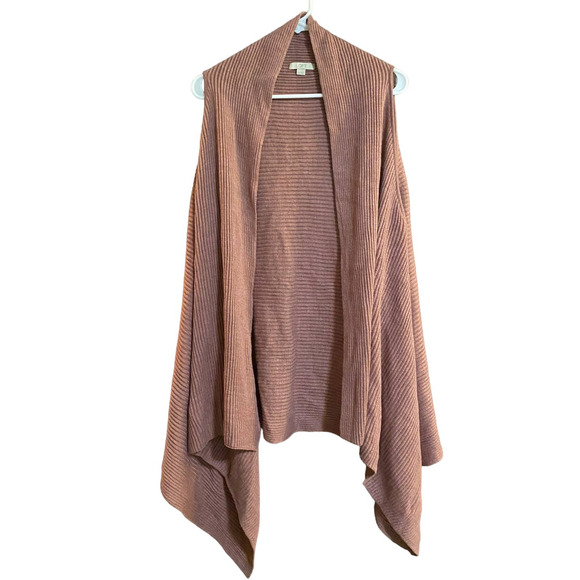 LOFT One Size Dusty Rose Pink Sweater Long Open Front Cardigan Sweater Vest - Picture 1 of 7